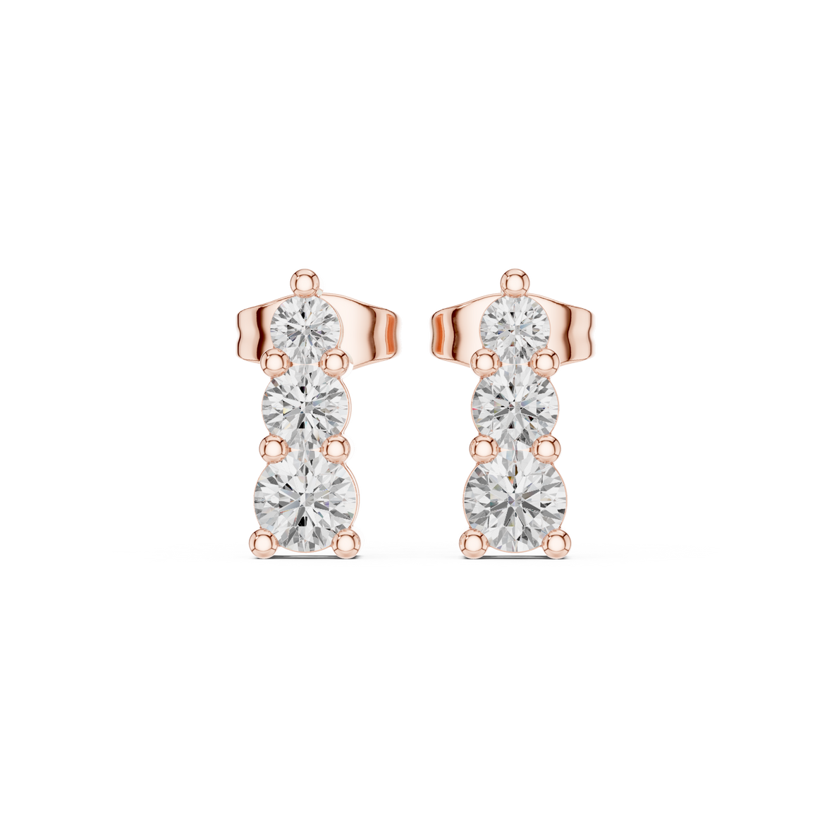 Vertical diamond stud earrings