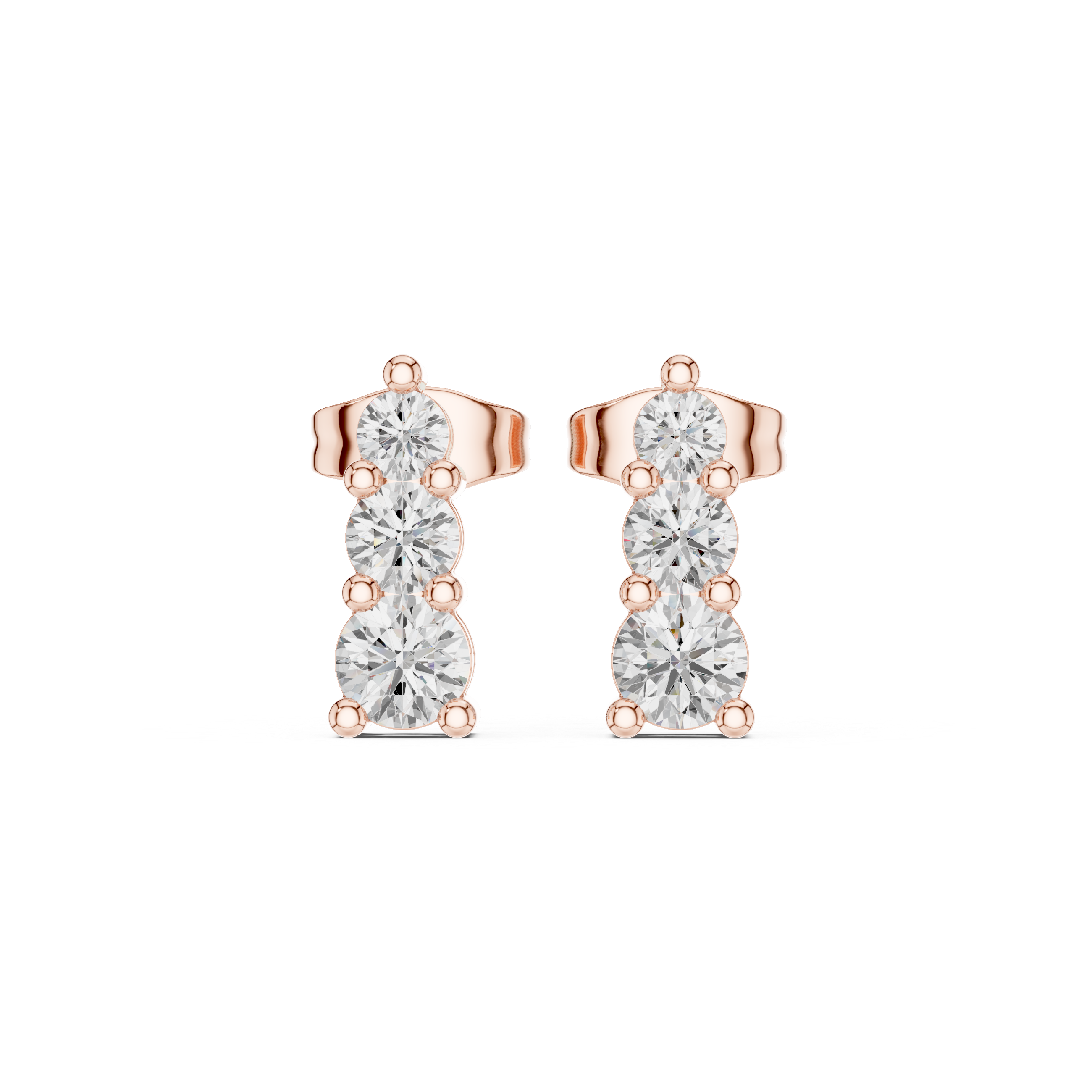 Vertical diamond stud earrings