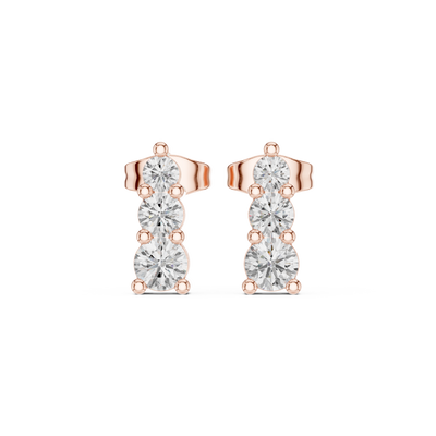 Vertical diamond stud earrings