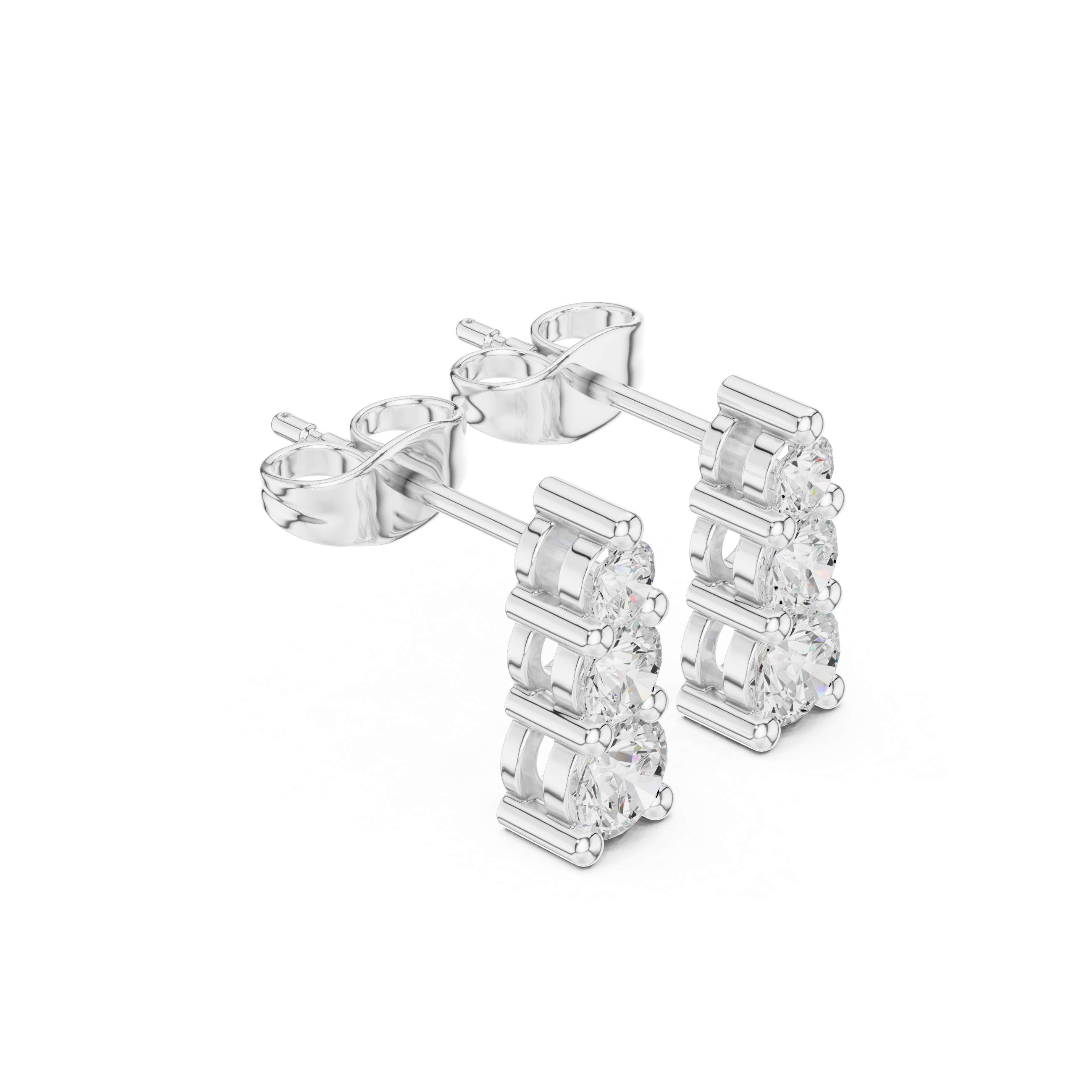 Vertical diamond stud earrings