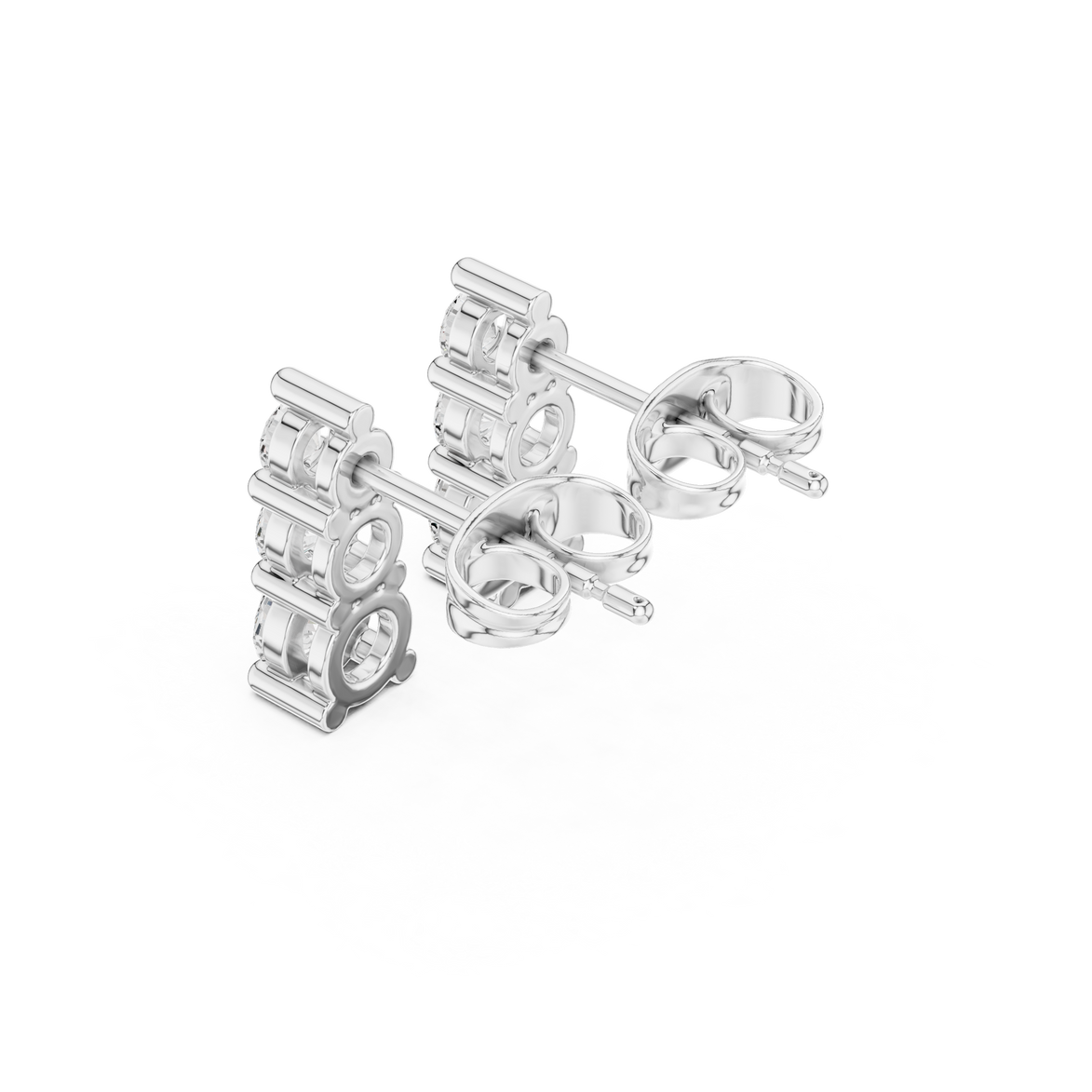 Vertical diamond stud earrings