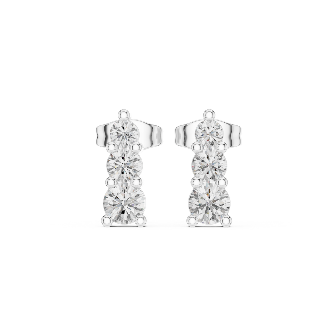 Vertical diamond stud earrings