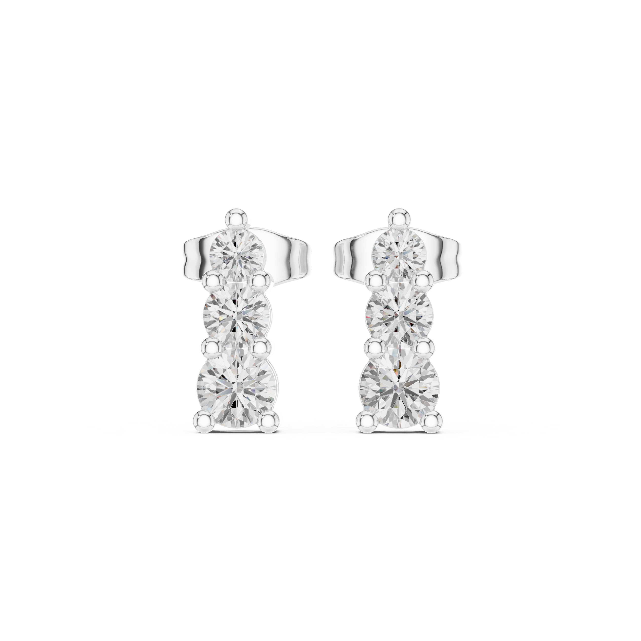Vertical diamond stud earrings