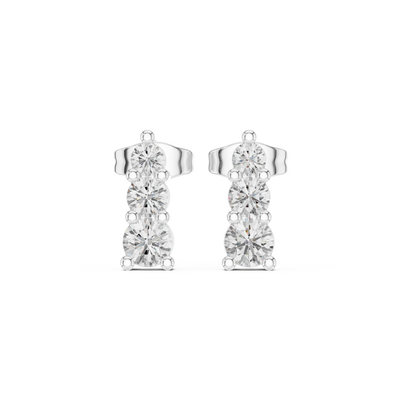 Vertical diamond stud earrings