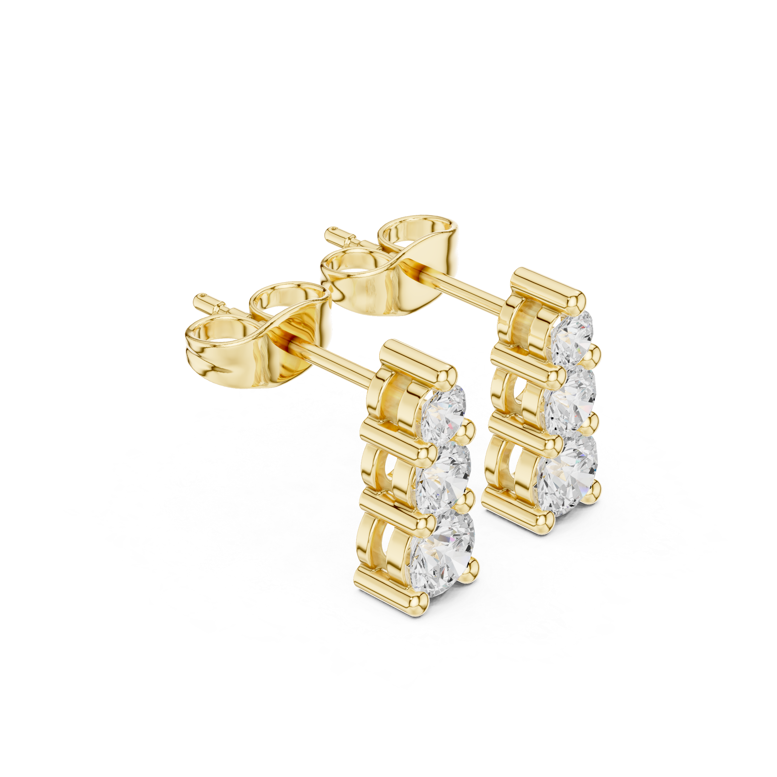 Vertical diamond stud earrings