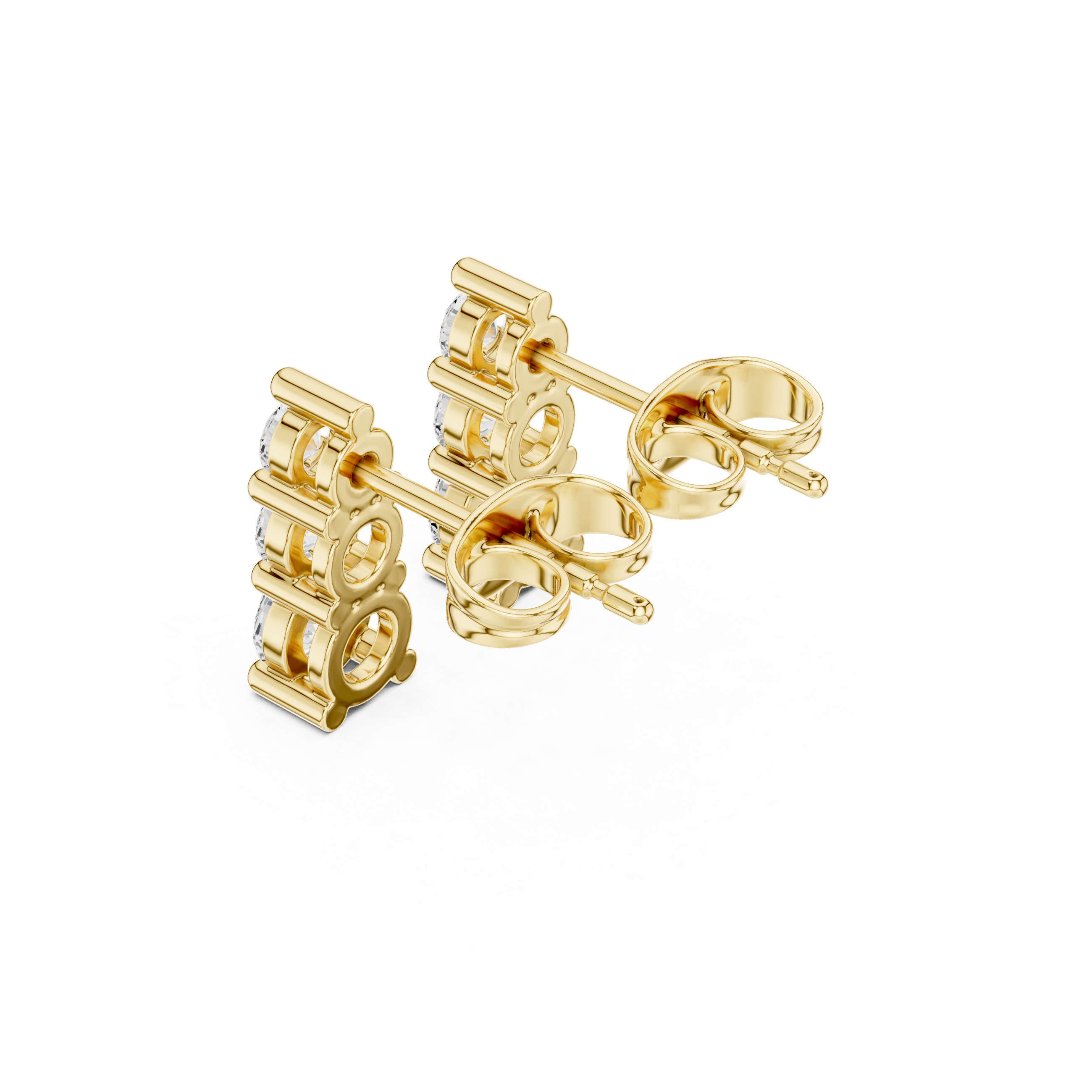 Vertical diamond stud earrings