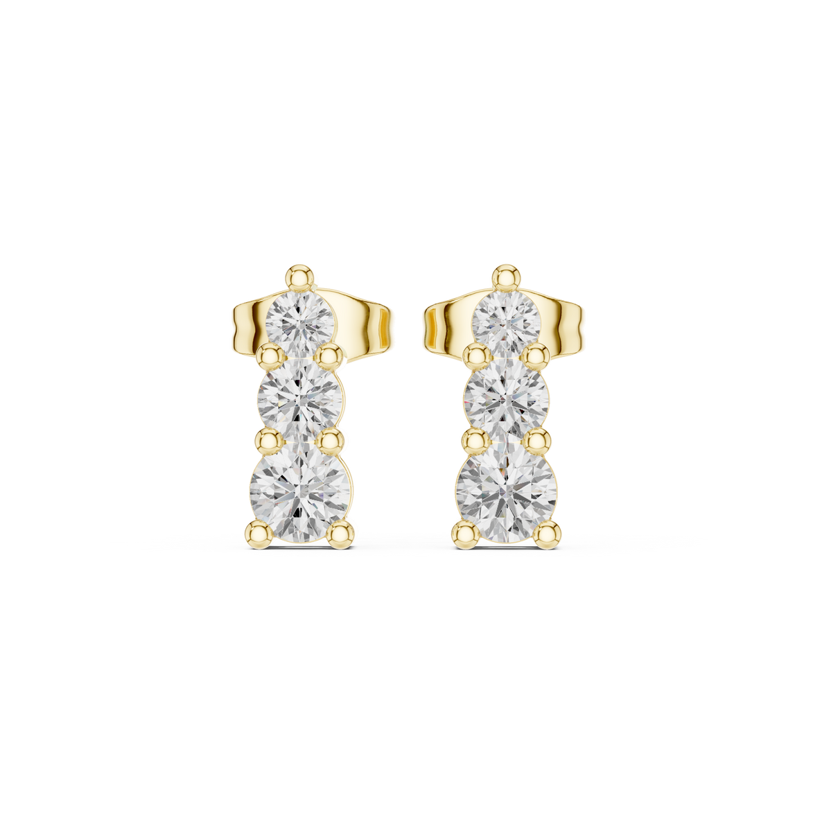 Vertical diamond stud earrings