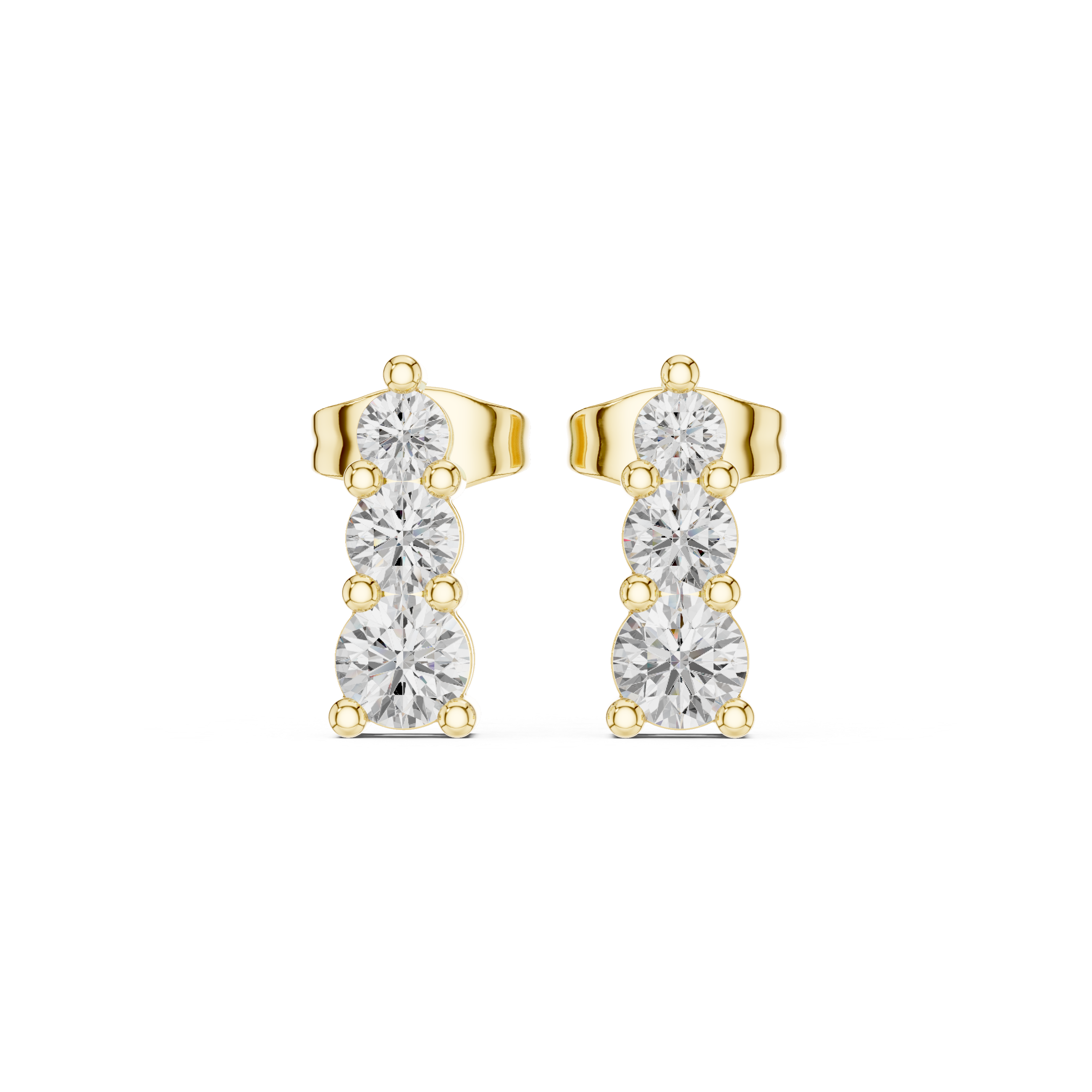 Vertical diamond stud earrings