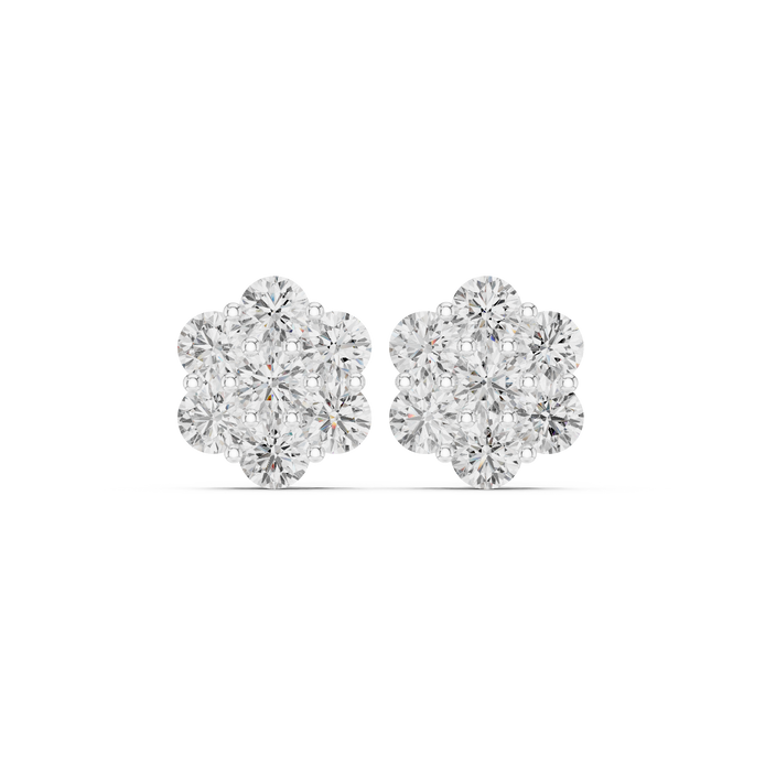 Floral cluster diamond earrings for women