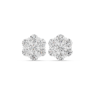 Floral cluster diamond earrings for women