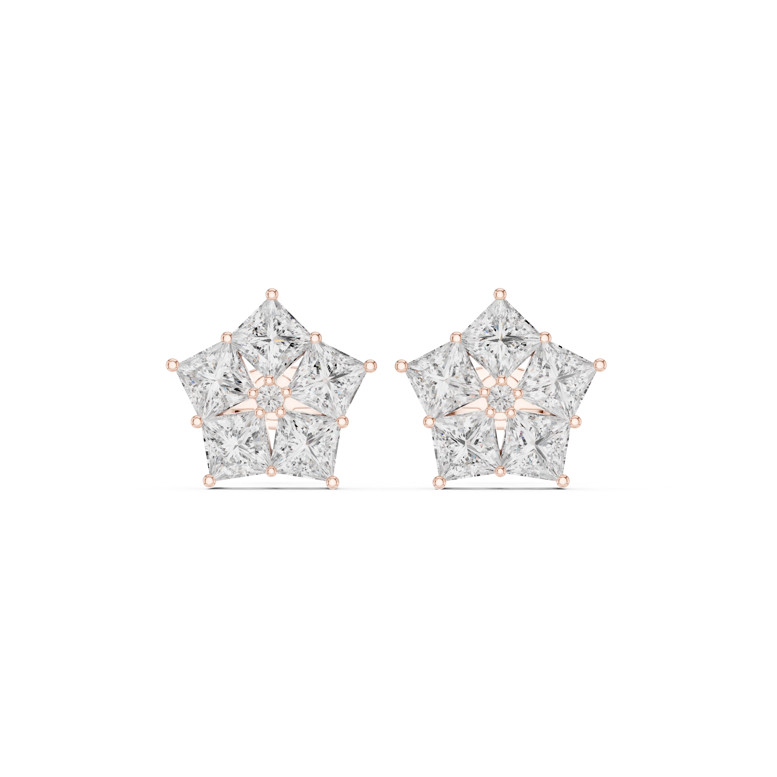 Star shape diamond earrings for women
