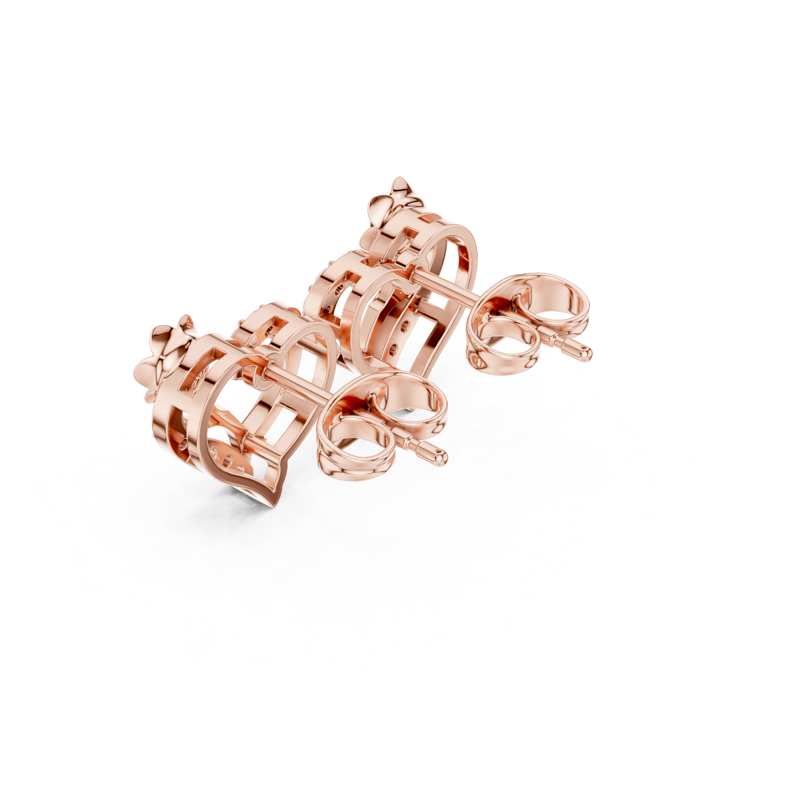 Floral heart diamond earrings for women