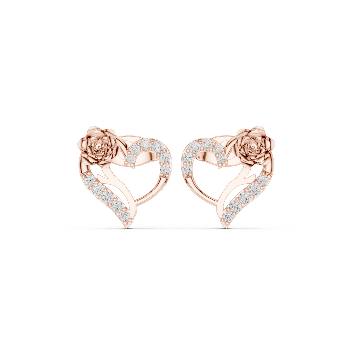 Floral heart diamond earrings for women