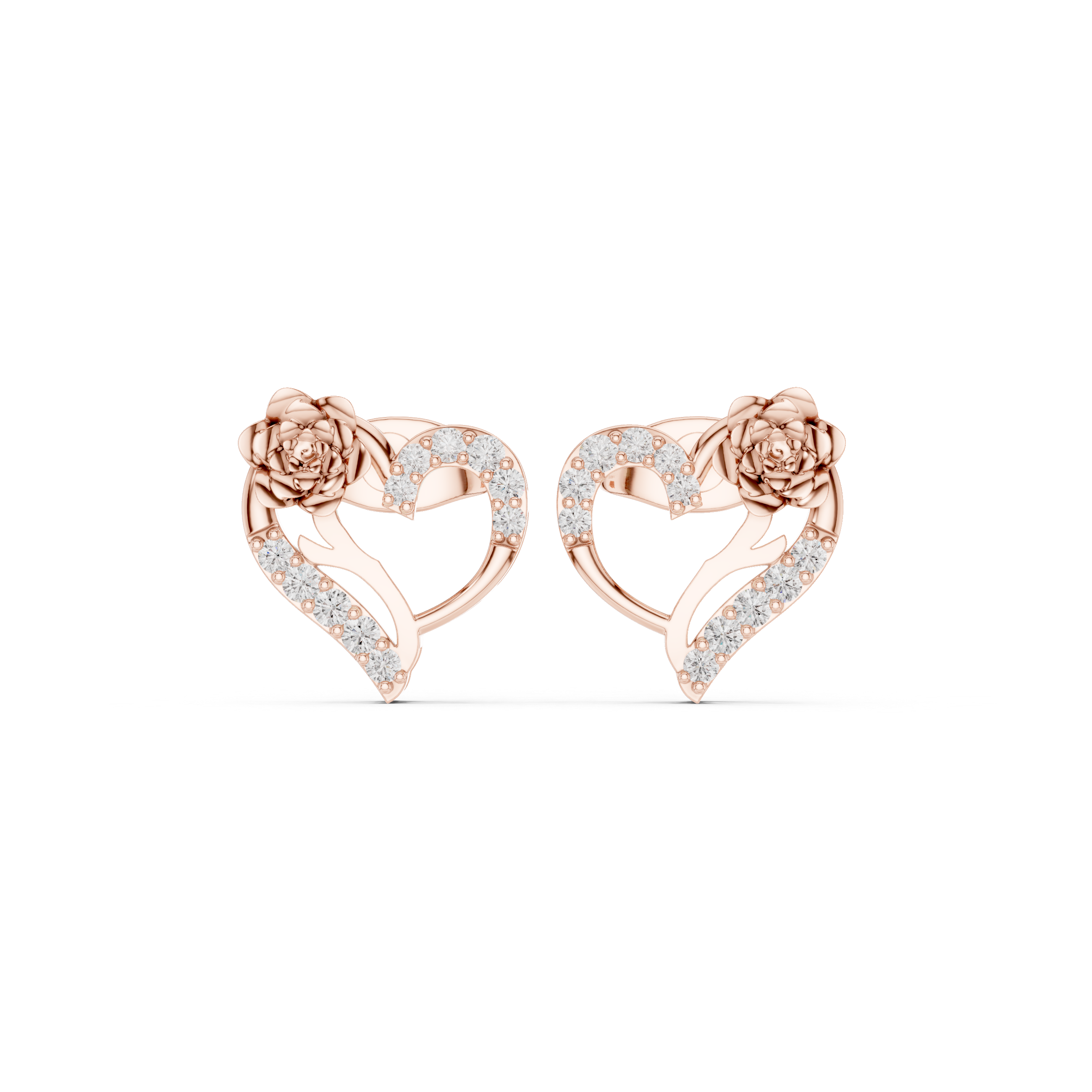 Floral heart diamond earrings for women