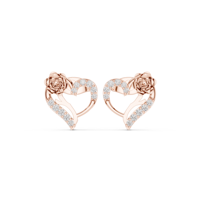 Floral heart diamond earrings for women