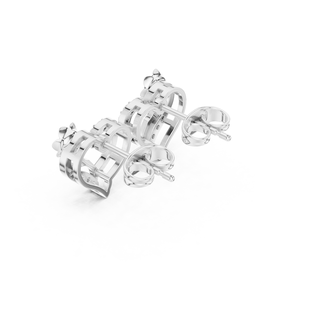 Floral heart diamond earrings for women