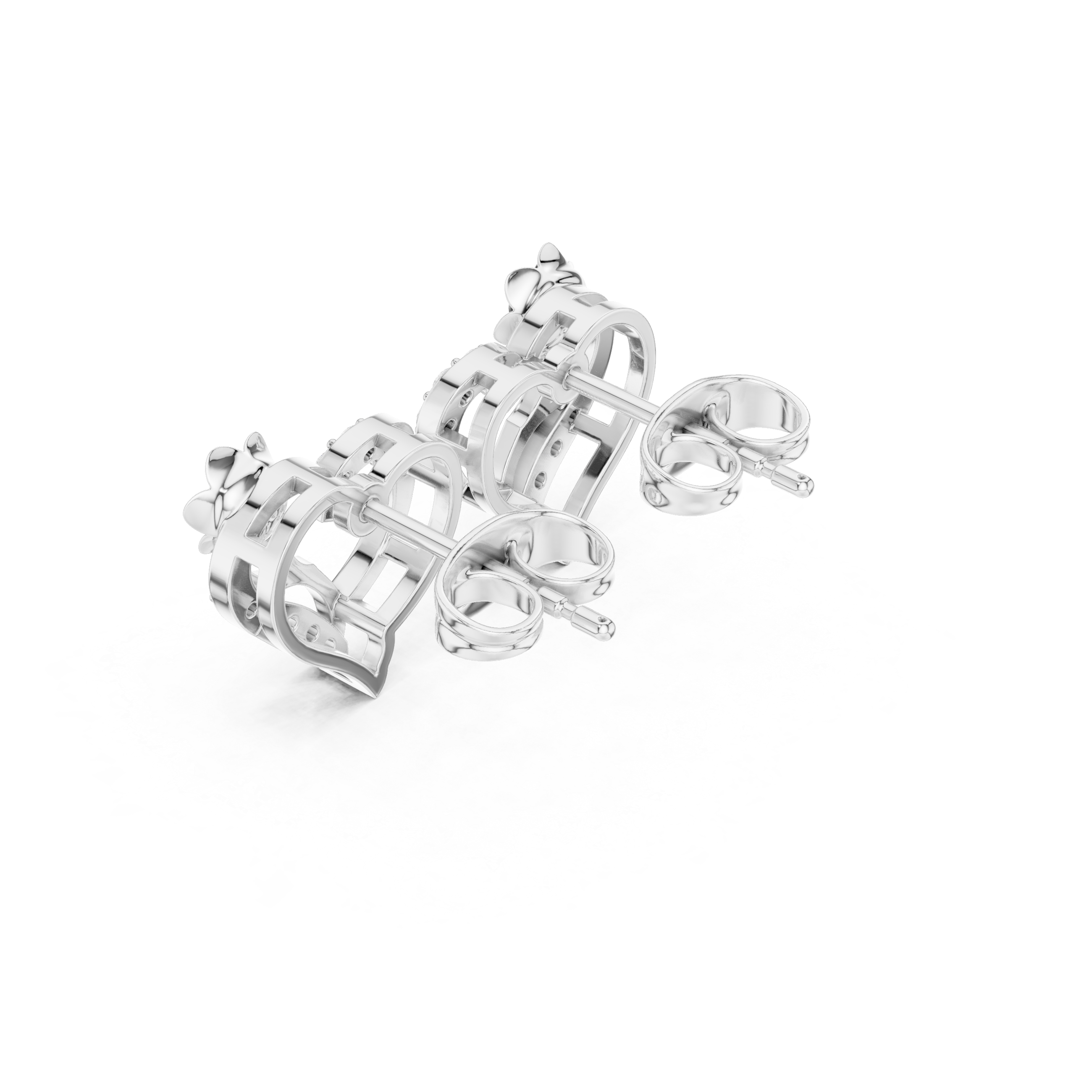 Floral heart diamond earrings for women