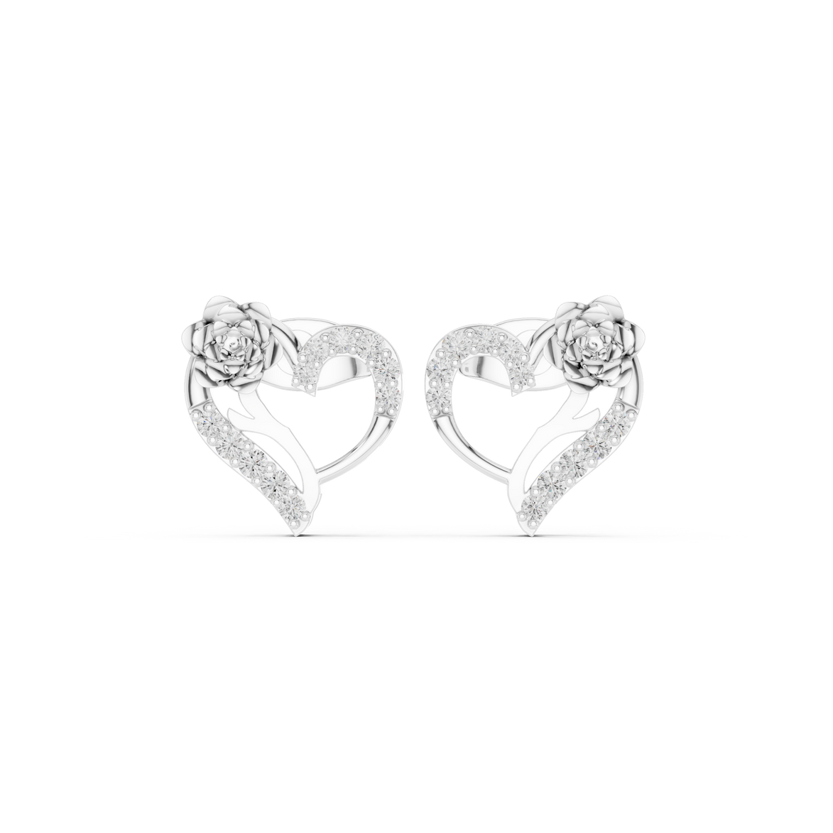 Floral heart diamond earrings for women