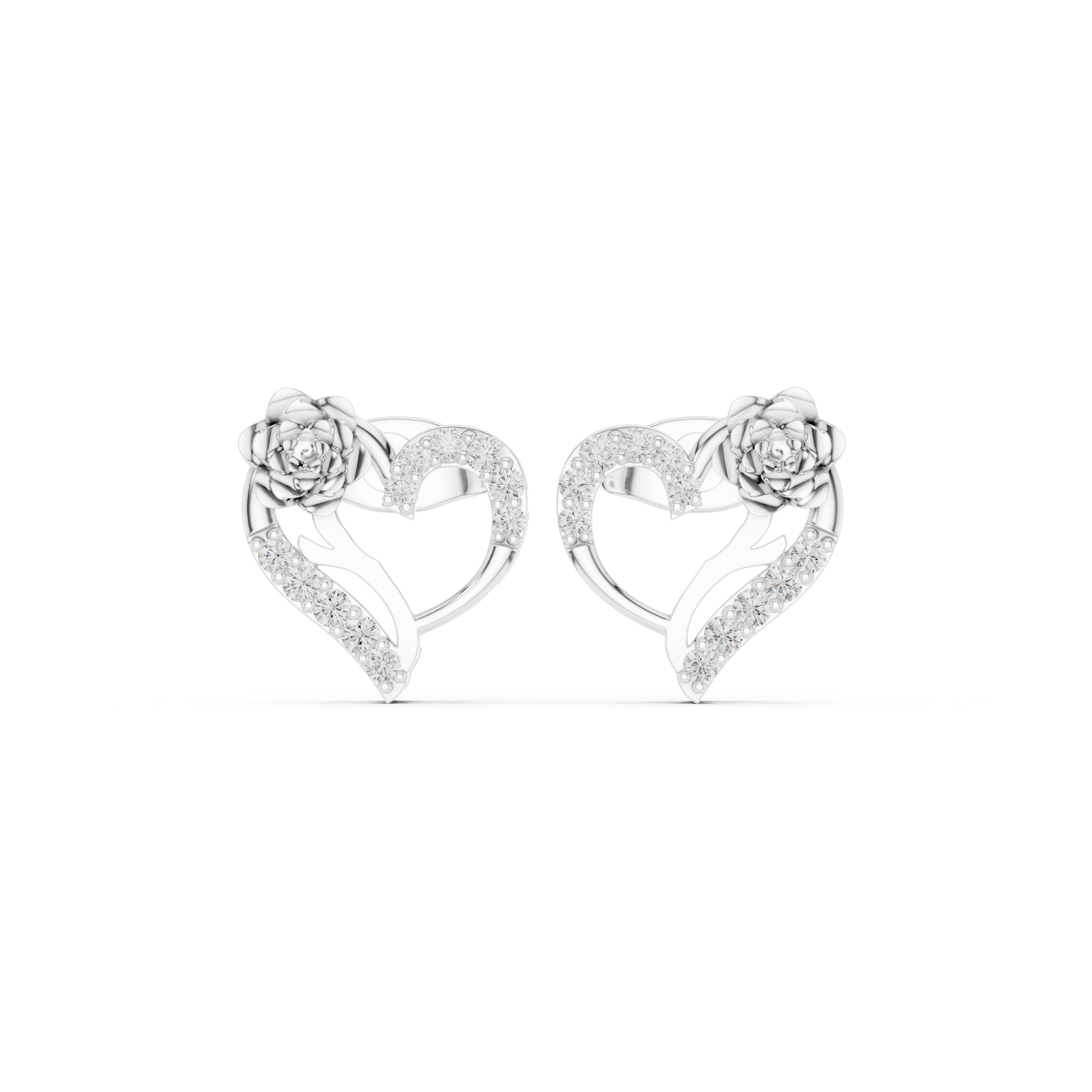 Floral heart diamond earrings for women
