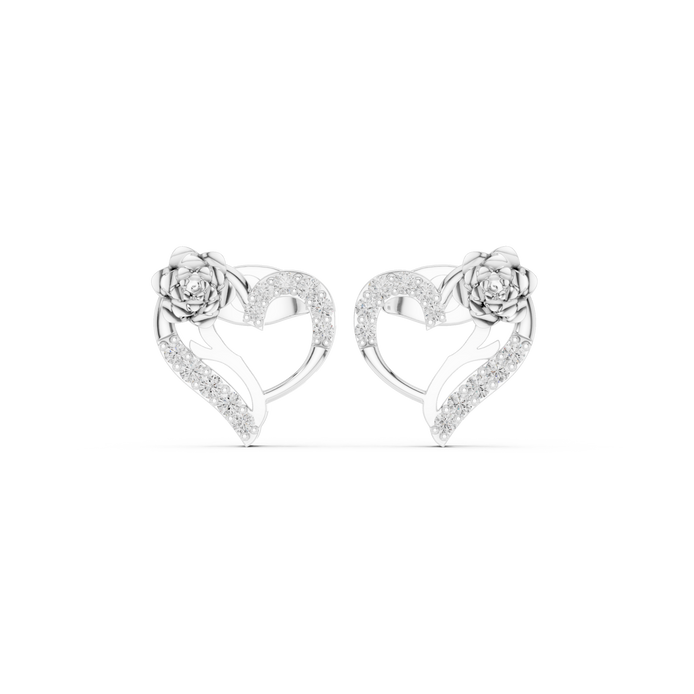 Floral heart diamond earrings for women
