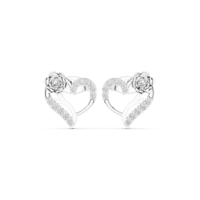 Floral heart diamond earrings for women