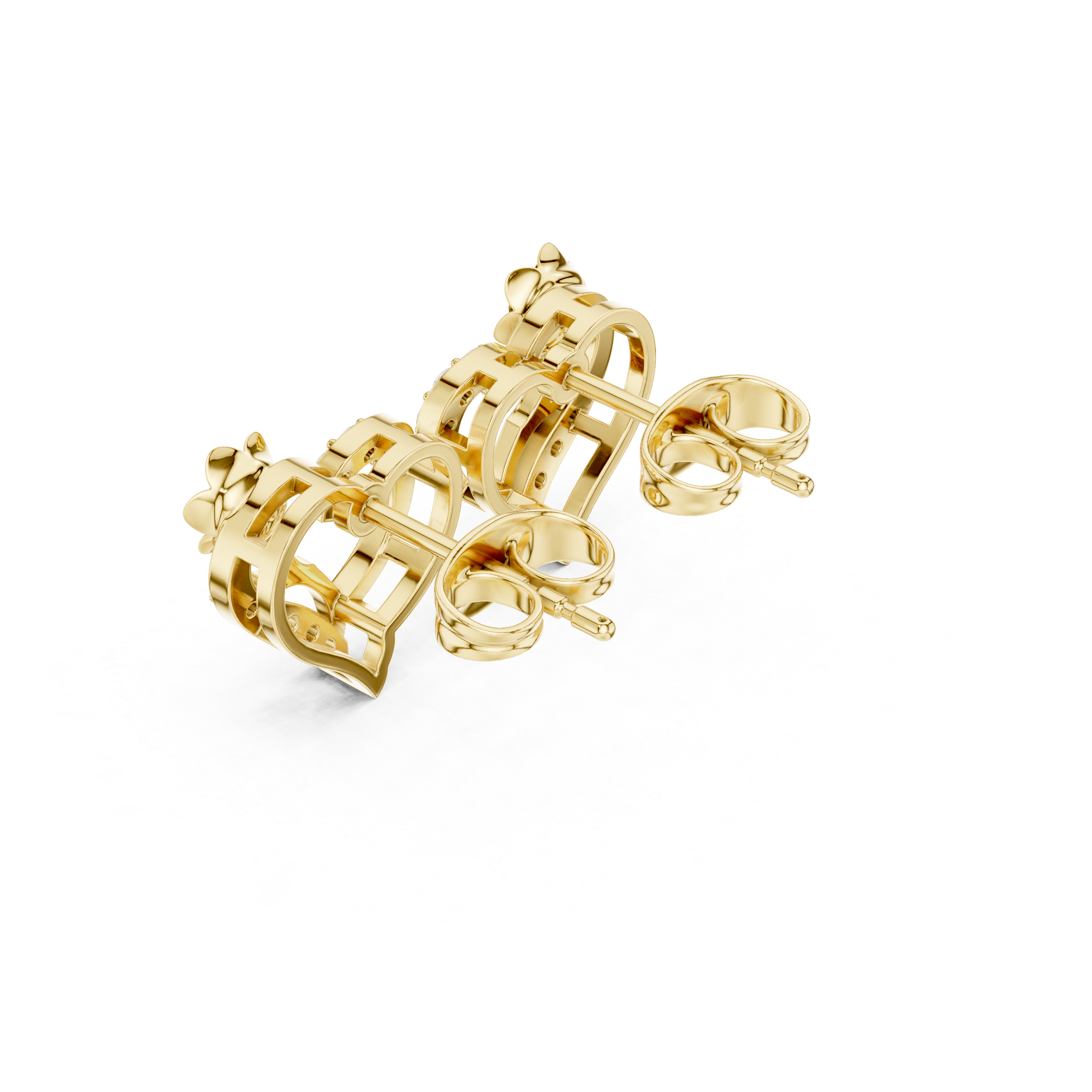 Floral heart diamond earrings for women
