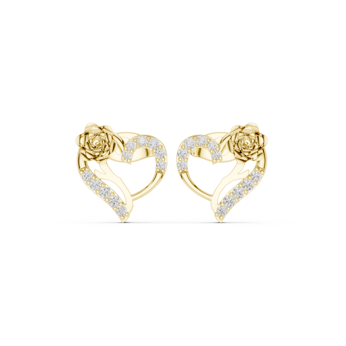 Floral heart diamond earrings for women