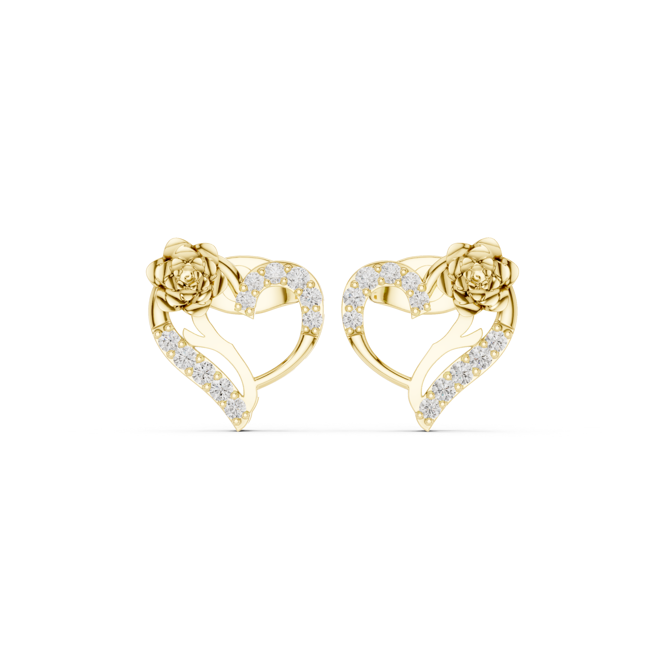 Floral heart diamond earrings for women