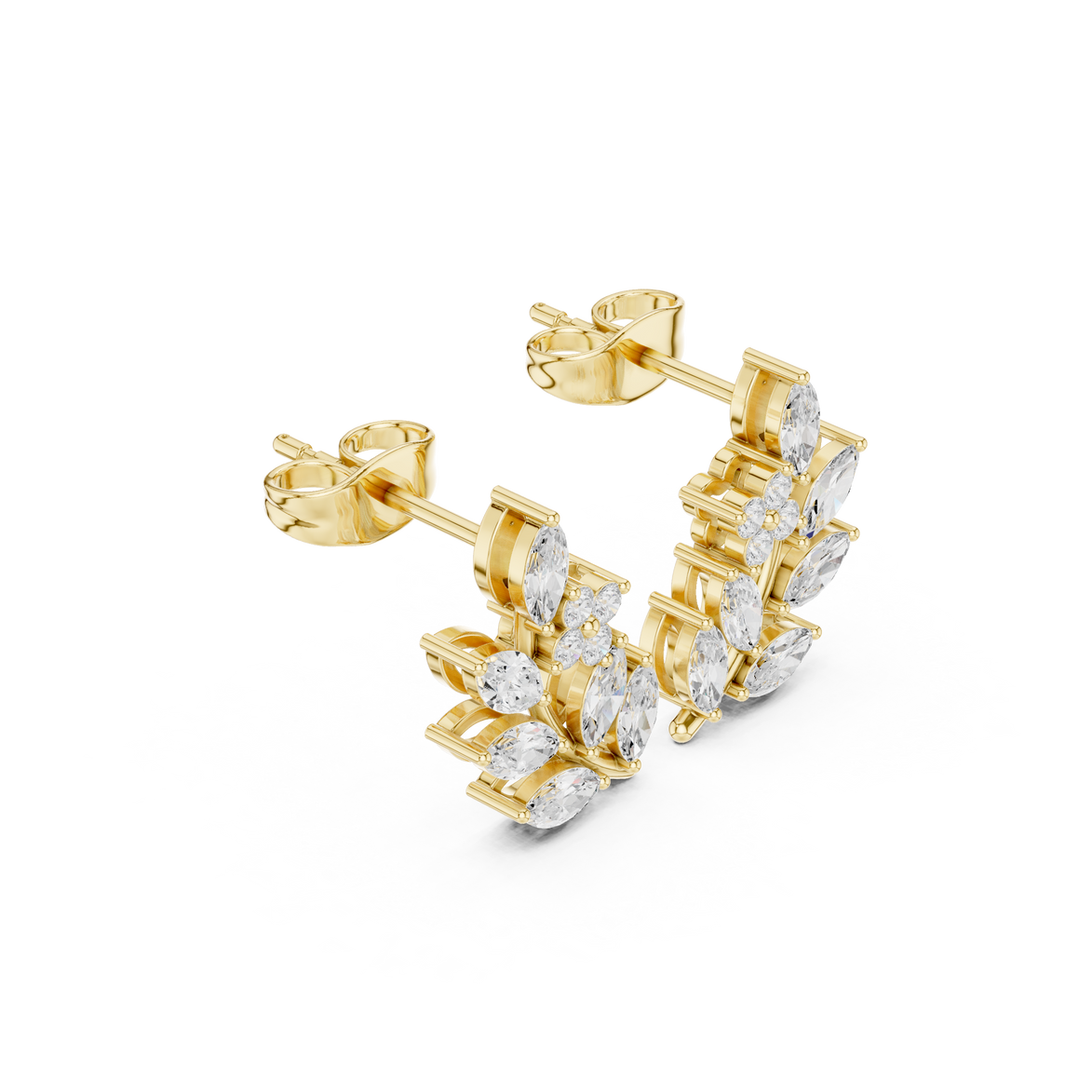 Marquise diamond floral earrings for women