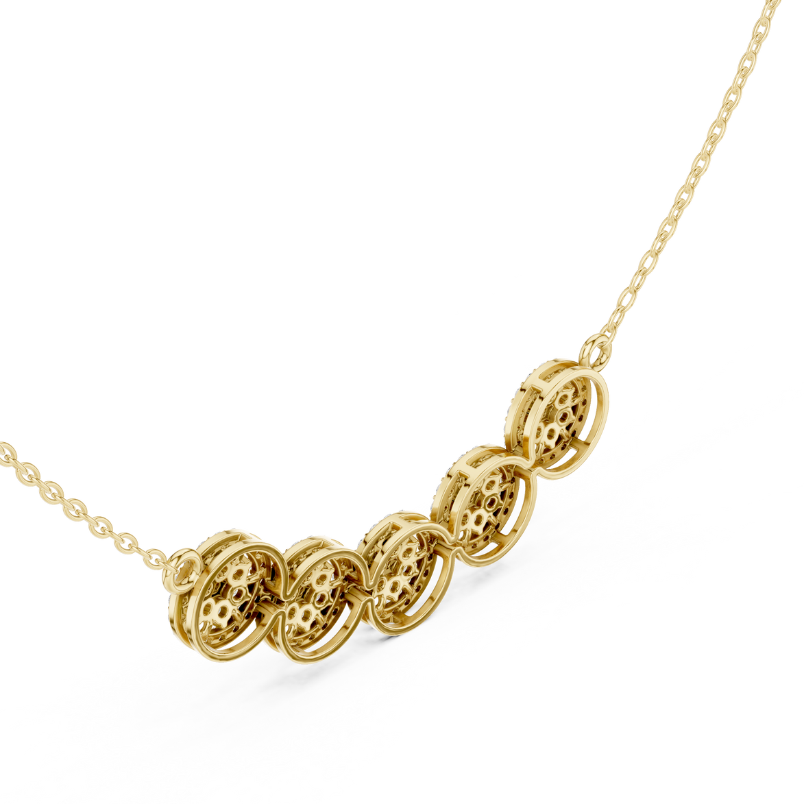 Elegant multi circle diamond pendant in gold with round lab grown diamonds by Signora Jewels