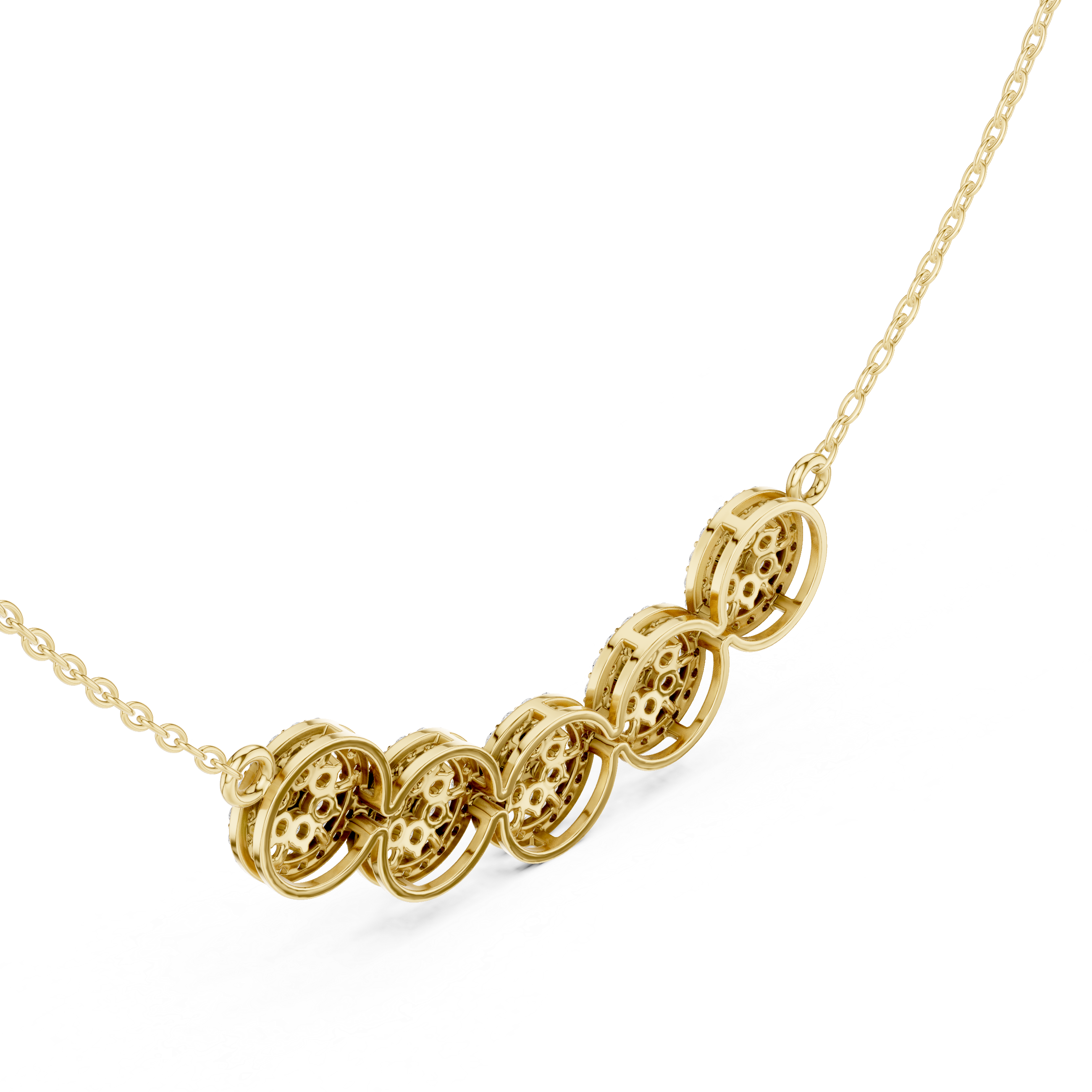 Elegant multi circle diamond pendant in gold with round lab grown diamonds by Signora Jewels