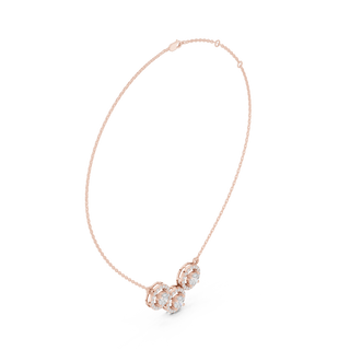 round diamond three circle halo pendant in rose gold