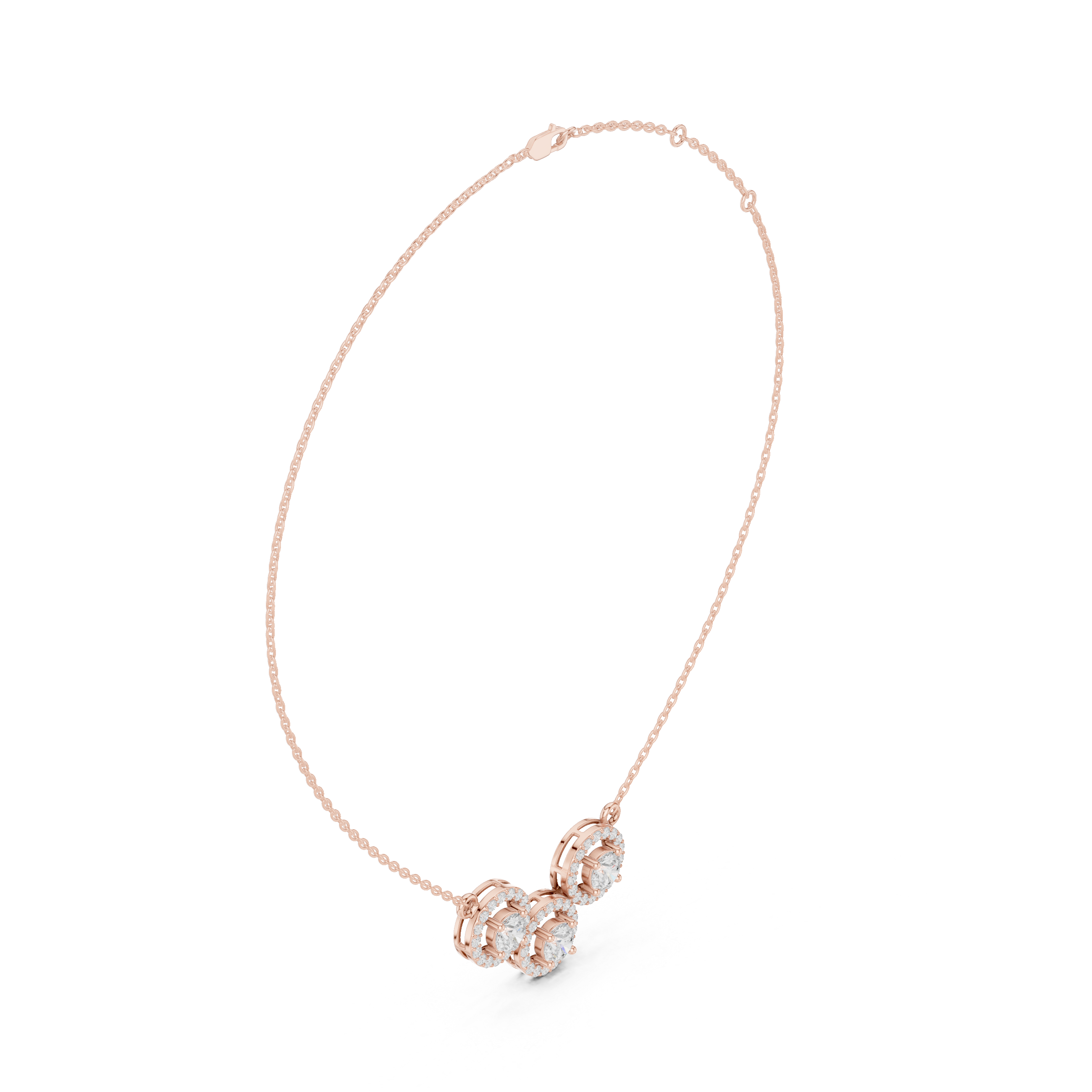Elegant three circle diamond pendant in gold with round lab grown diamonds by Signora Jewels