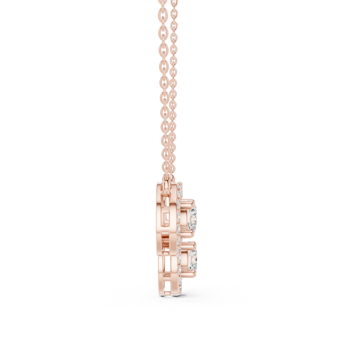 Elegant three circle diamond pendant in gold with round lab grown diamonds by Signora Jewels