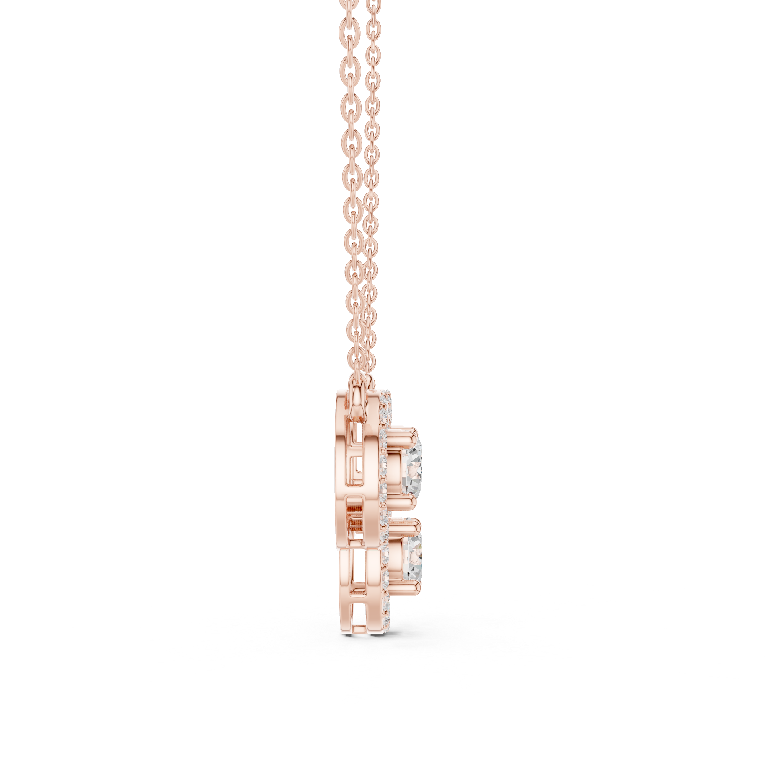 Elegant three circle diamond pendant in gold with round lab grown diamonds by Signora Jewels
