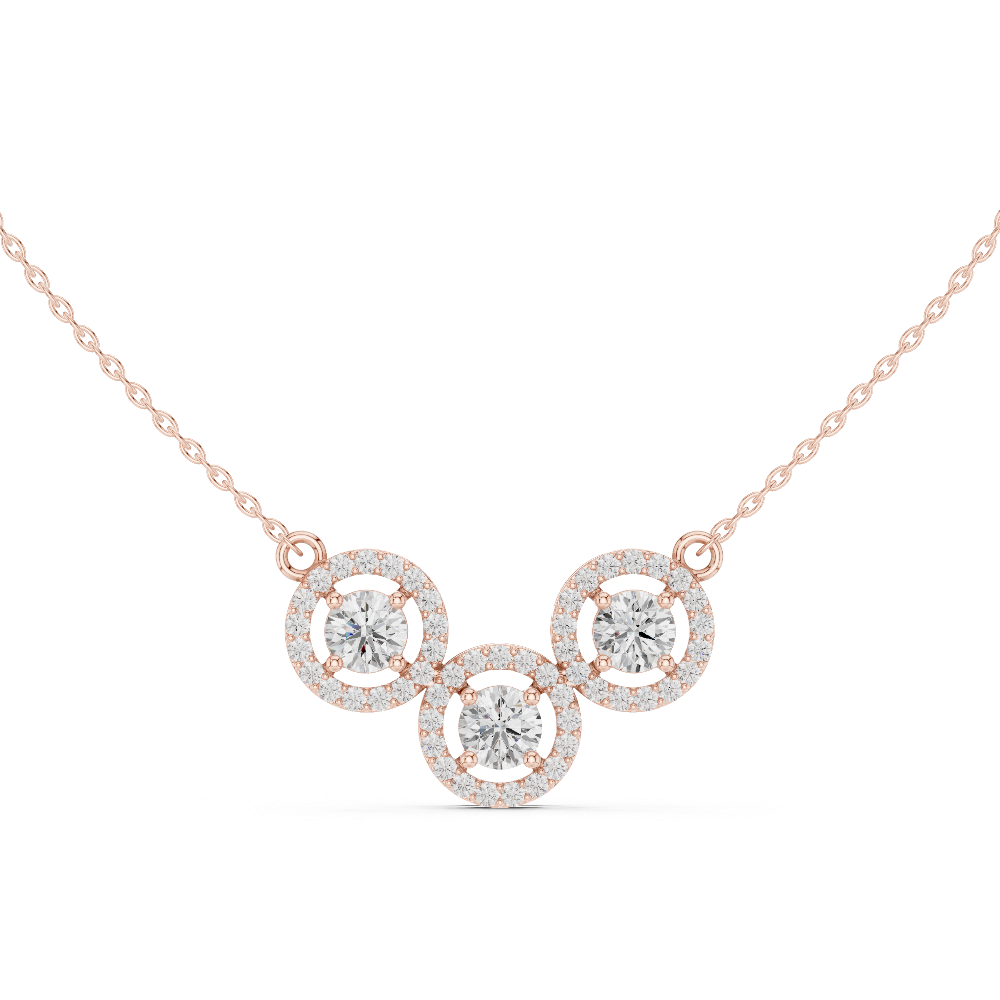 Elegant three circle diamond pendant in gold with round lab grown diamonds by Signora Jewels