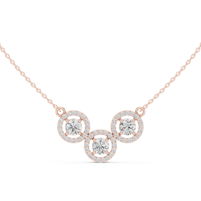 Elegant three circle diamond pendant in gold with round lab grown diamonds by Signora Jewels