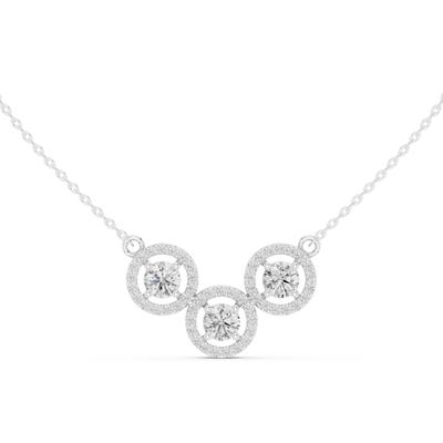 Elegant three circle diamond pendant in gold with round lab grown diamonds by Signora Jewels