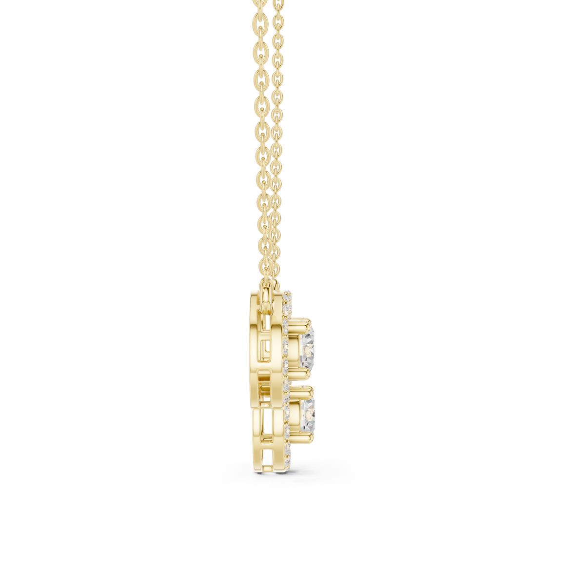 Elegant three circle diamond pendant in gold with round lab grown diamonds by Signora Jewels