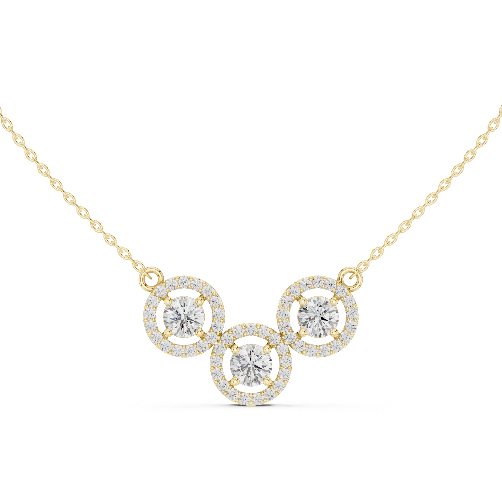 Elegant three circle diamond pendant in gold with round lab grown diamonds by Signora Jewels