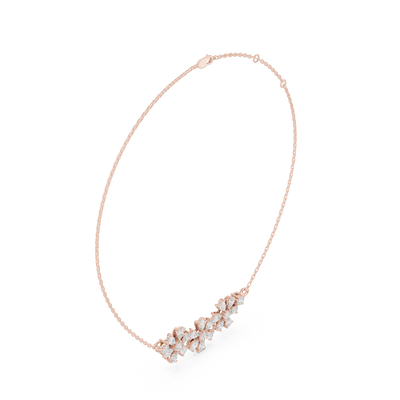 pear and round diamond floral pendant in rose gold
