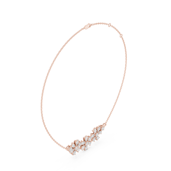 pear and round diamond floral pendant in rose gold