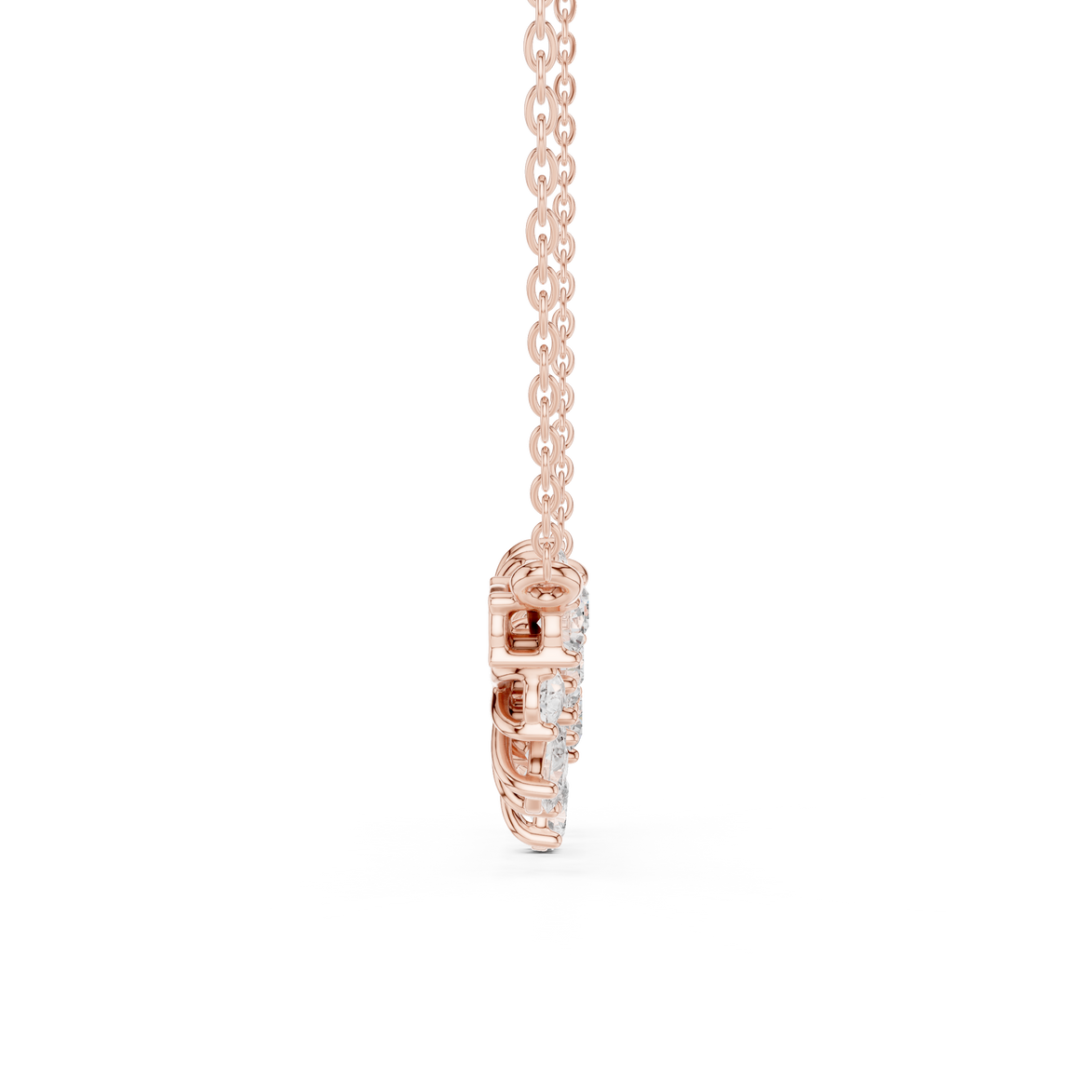 Elegant floral diamond pendant in gold with pear and round lab grown diamonds by Signora Jewels