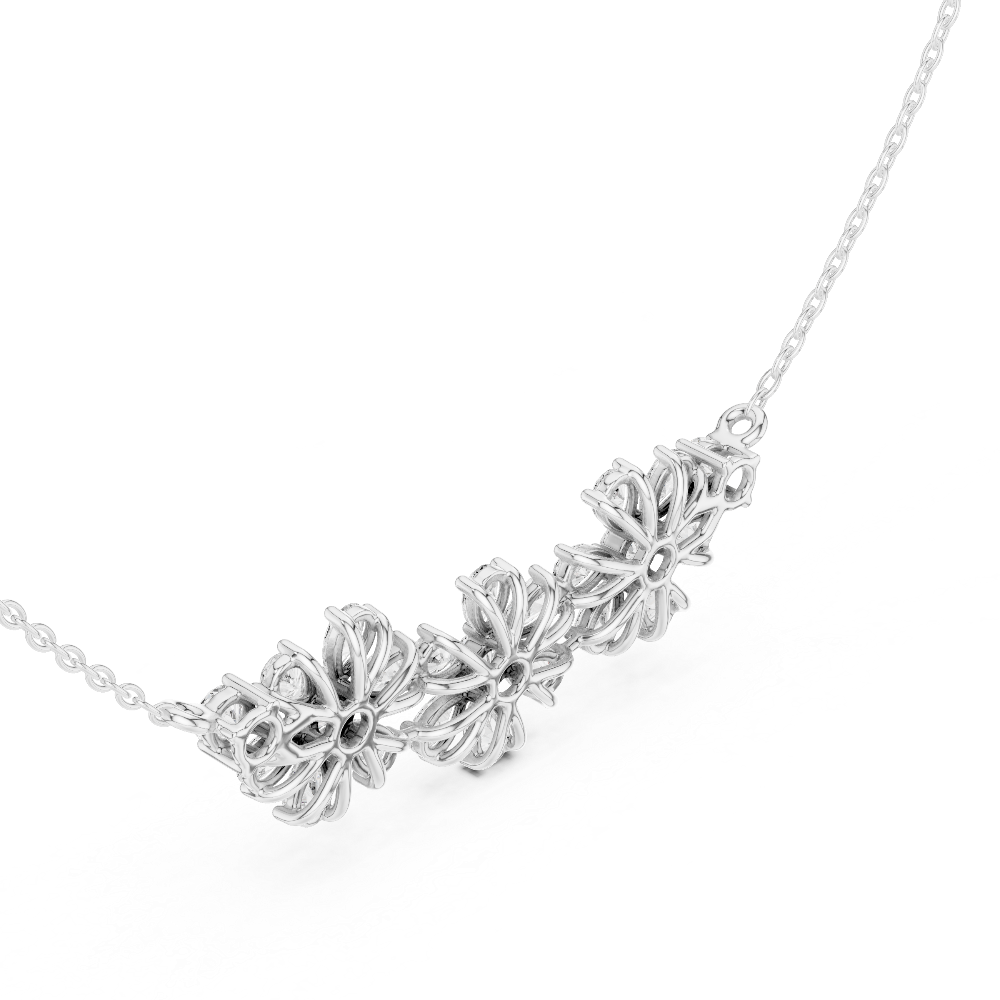 Elegant floral diamond pendant in gold with pear and round lab grown diamonds by Signora Jewels