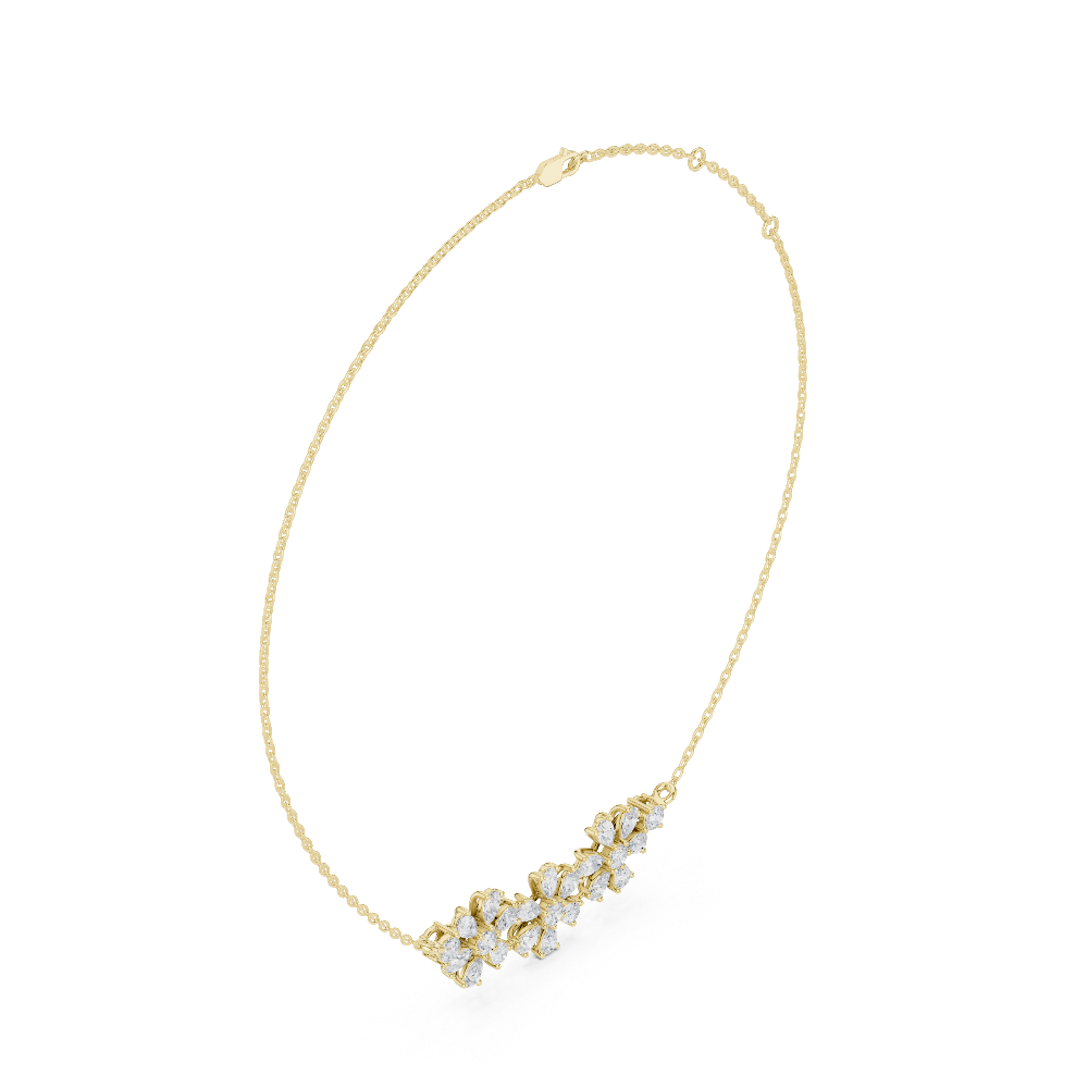 Elegant floral diamond pendant in gold with pear and round lab grown diamonds by Signora Jewels