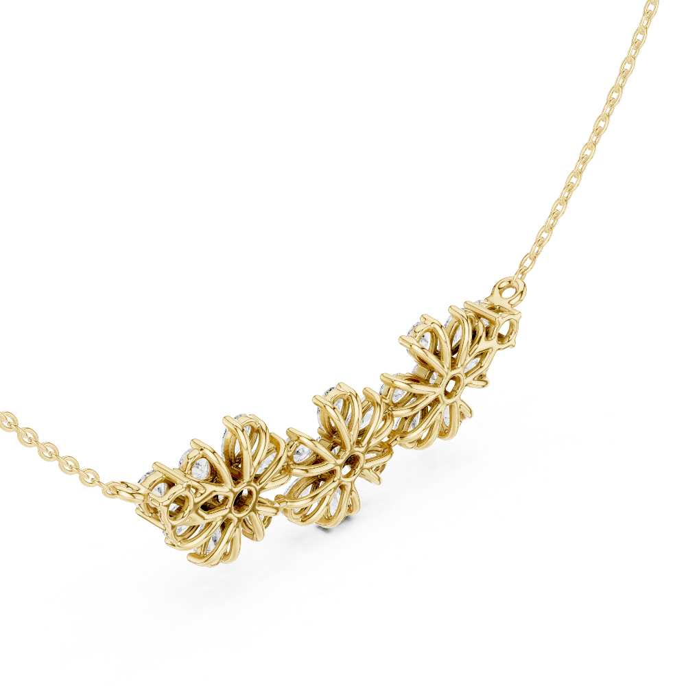 Elegant floral diamond pendant in gold with pear and round lab grown diamonds by Signora Jewels