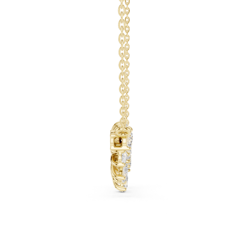 Elegant floral diamond pendant in gold with pear and round lab grown diamonds by Signora Jewels