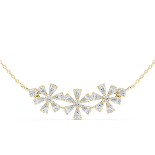 pear and round diamond floral pendant in yellow gold