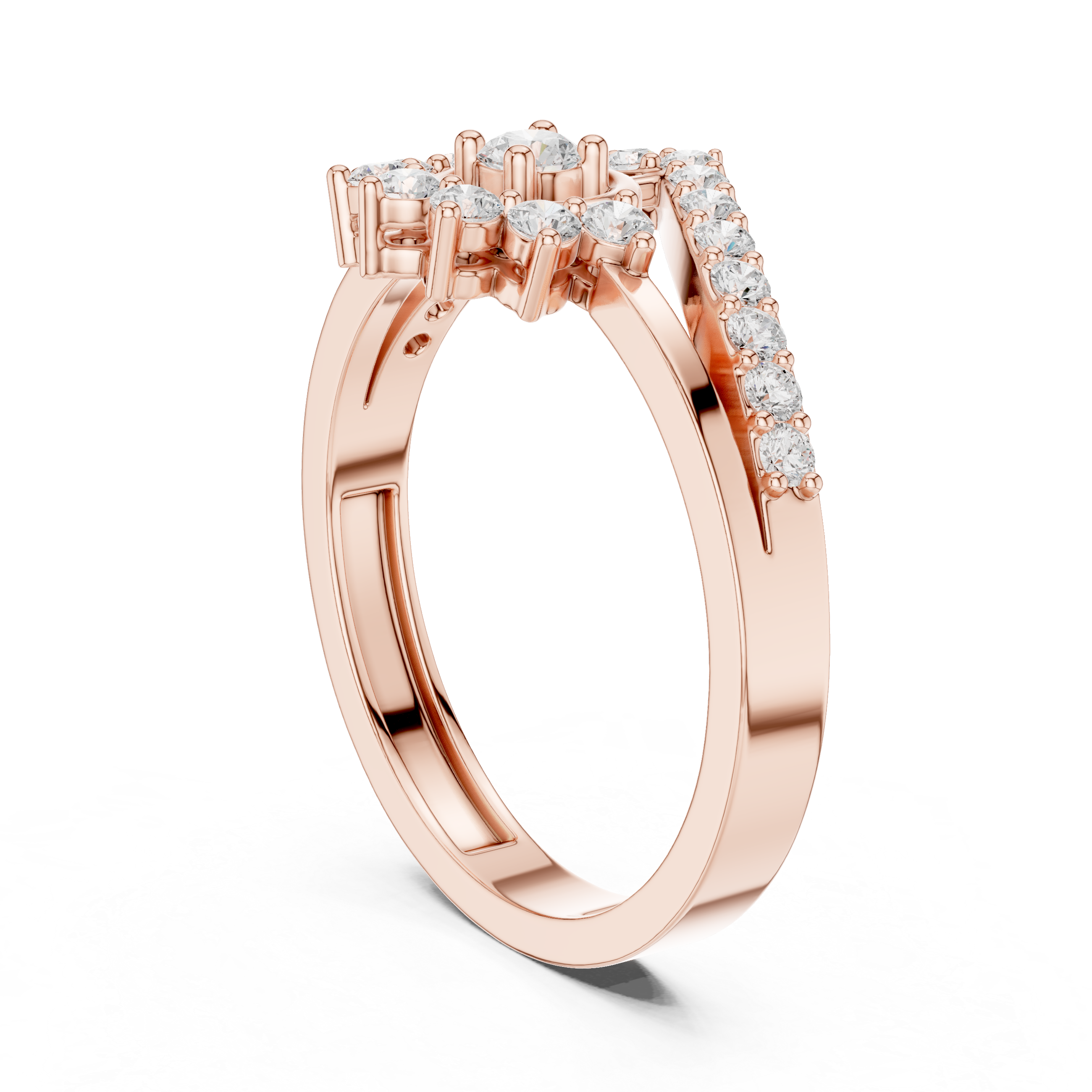 Ladies crown halo diamond ring in gold with round lab grown diamonds by Signora Jewels