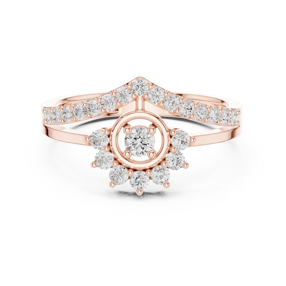 Ladies crown halo diamond ring in gold with round lab grown diamonds by Signora Jewels